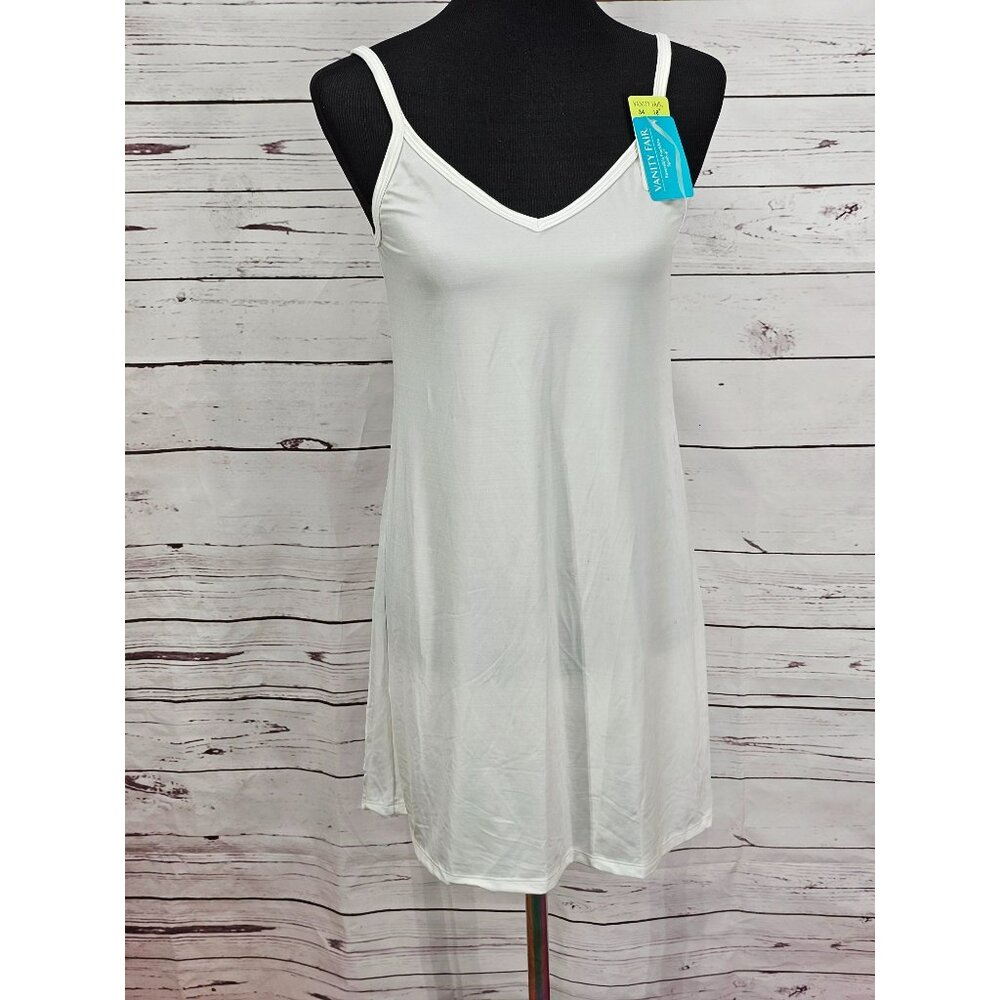 Vanity Fair Women's Reversible Neckline Spaghetti Strap Slip Dress White Size 34